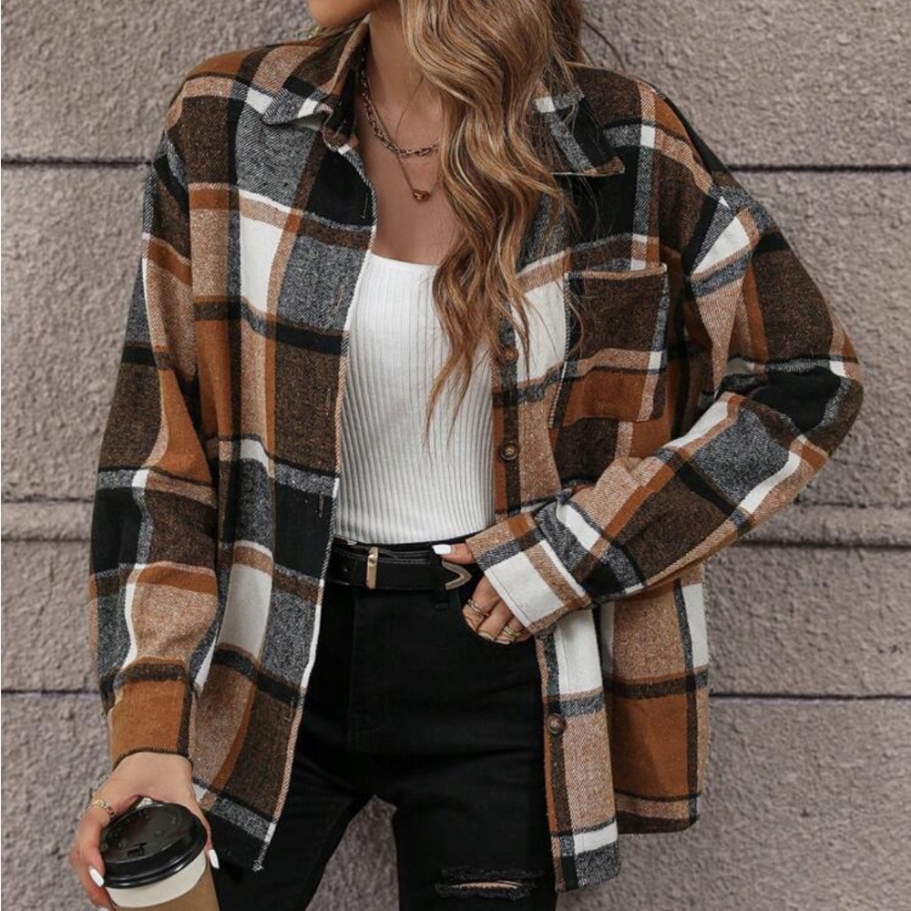 Boho Buffalo plaid coat jacket - Picture 2 of 6